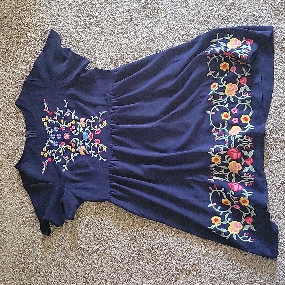Blue Embroidered Dress